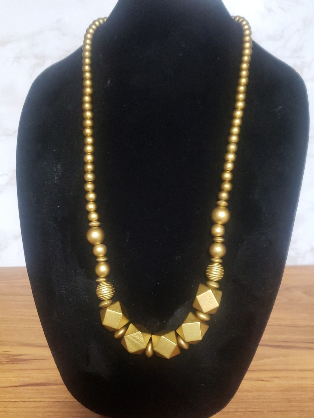 Plunder Gold-tone Geometric Bead Necklace, NWT